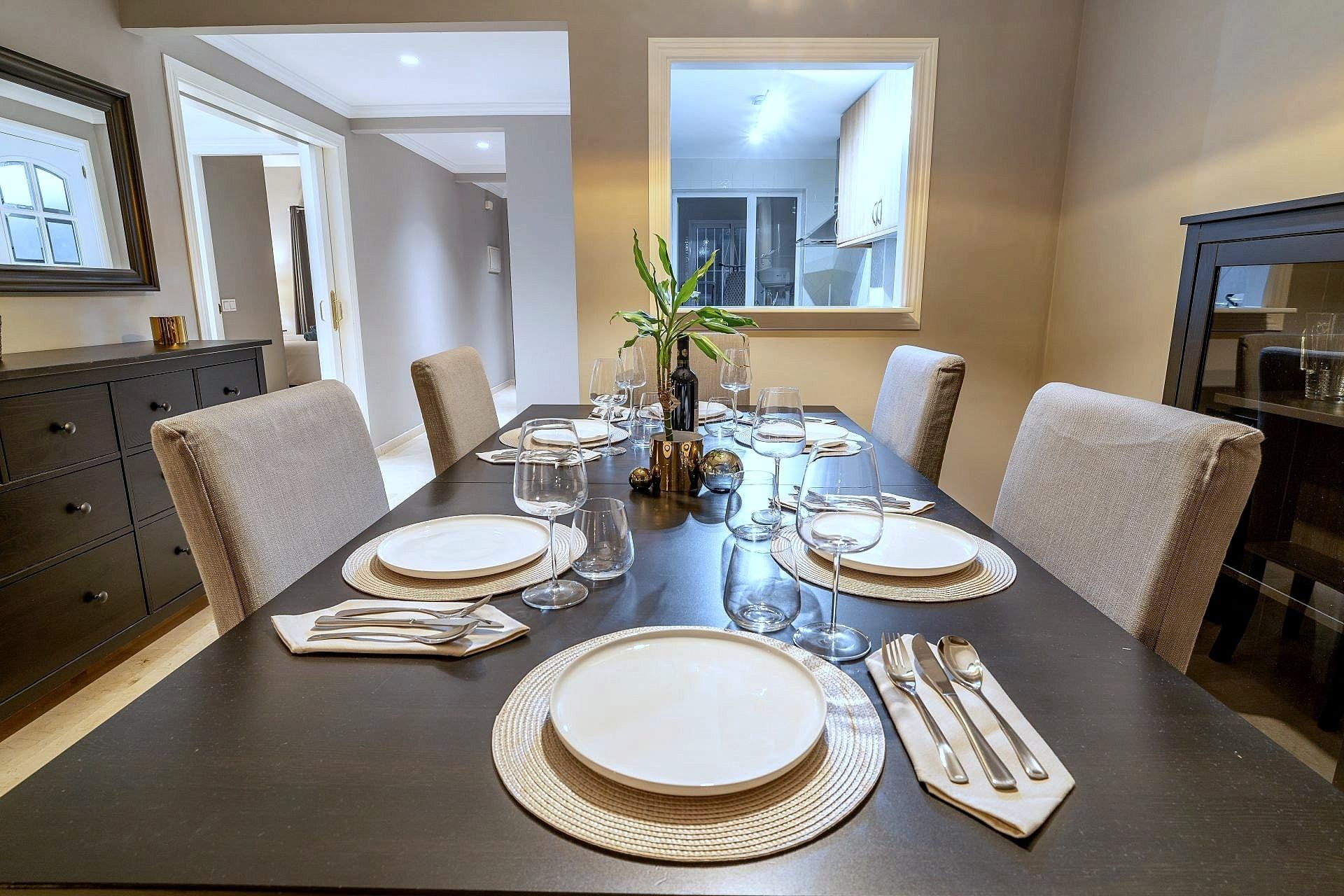 Table laid for dinner
