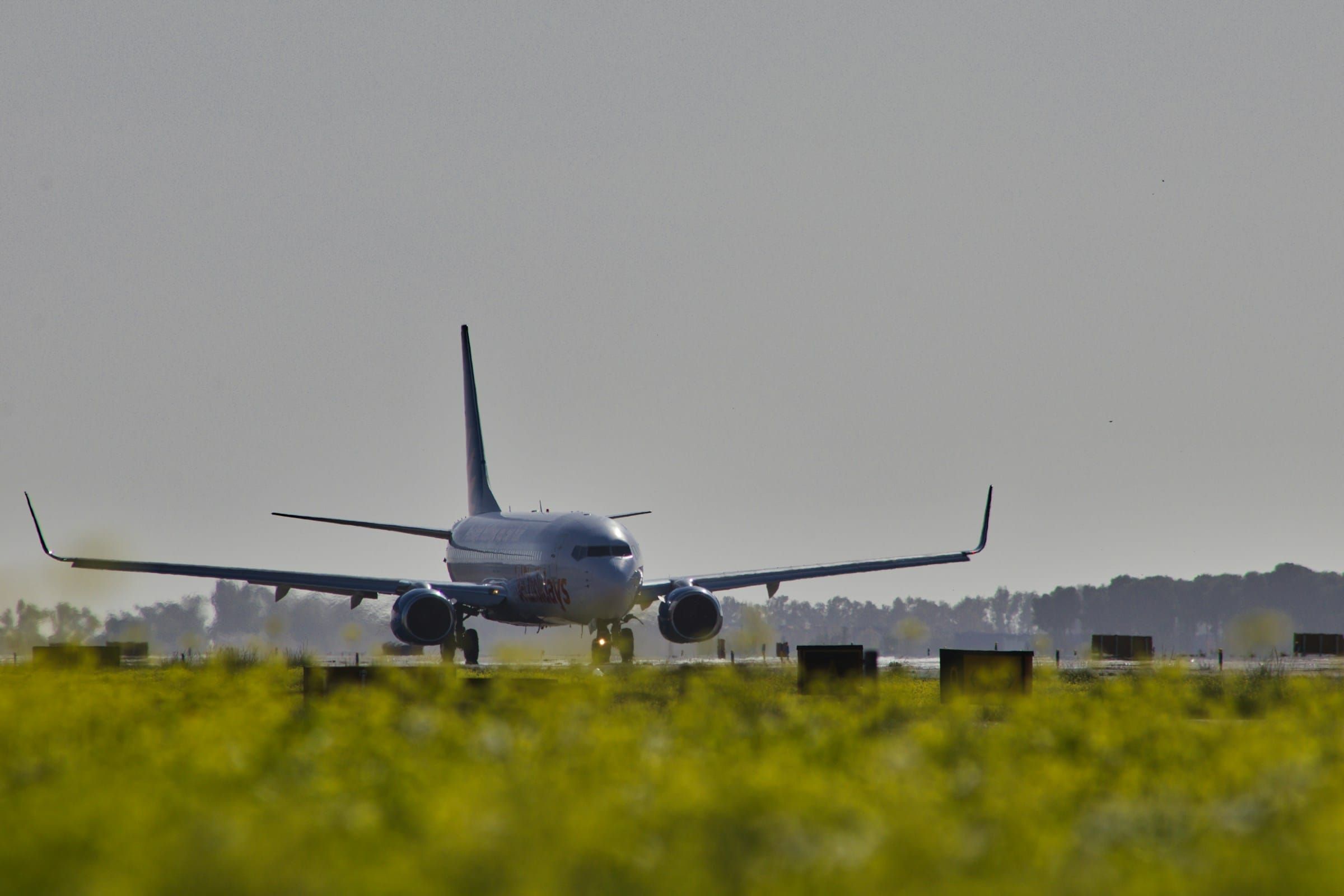 Plane on the runway at Málaga airport