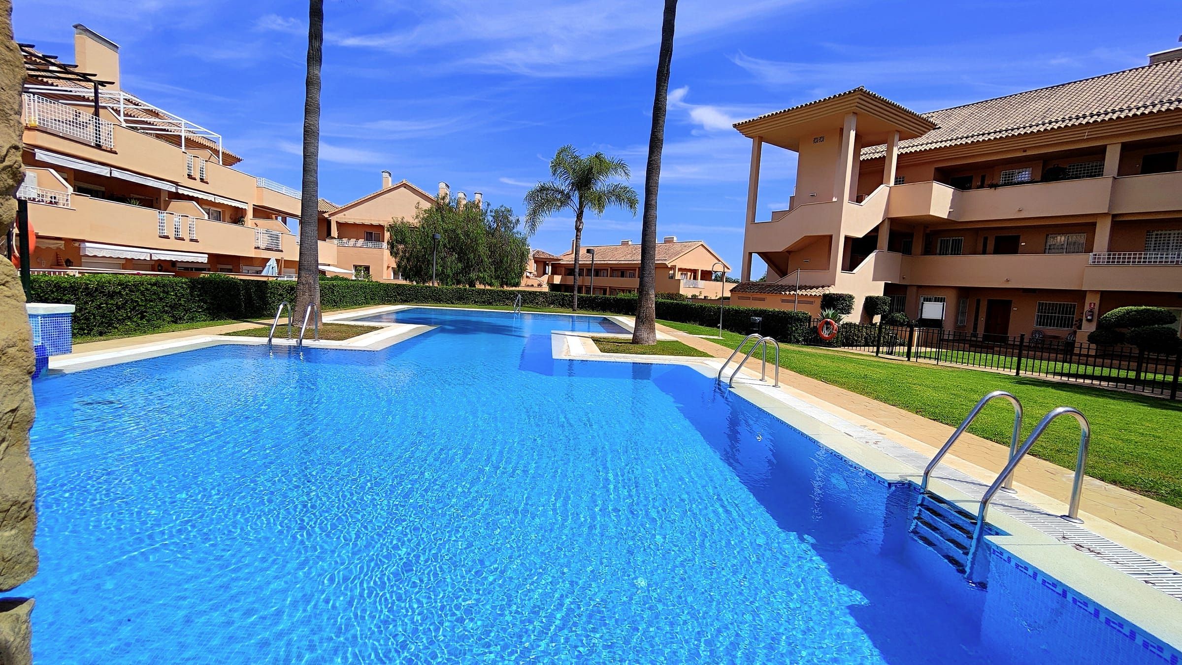 Communal pool in the afternoon sun